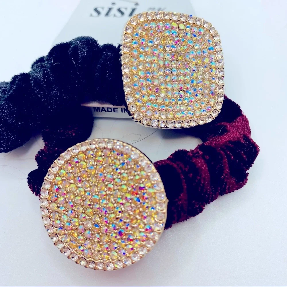 Hair Scrunchies Iridescent velvety Wine and Navy. Very Brilliant and Shi…